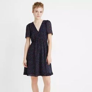 Flutter-Sleeve Ruffle-Hem Dress in Sugar Dot